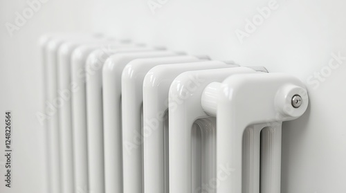 Wallpaper Mural Close-Up View of a Modern White Cast Iron Radiator for Efficient Heating Torontodigital.ca