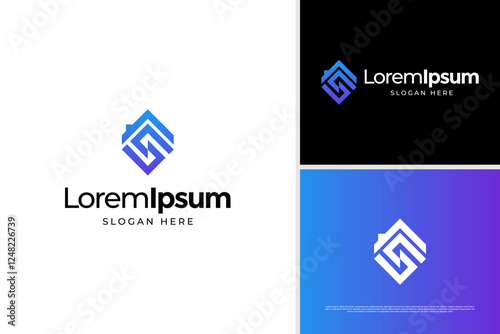 Abstract letter S home house logo vector illustration. Construction icon design template
