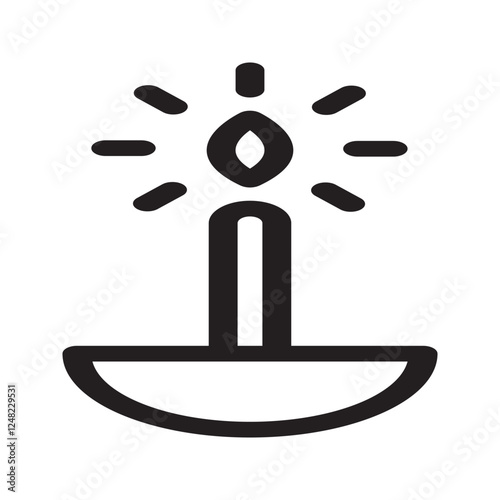 Candle icon in a holder with dripping wax, representing vintage style, warmth, and peaceful ambiance.
