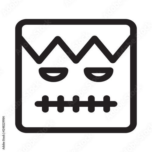 Flat monster icon with sharp claws and menacing details, symbolizing fright and Halloween horror.