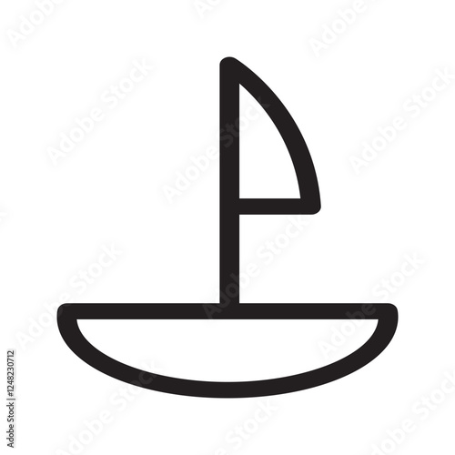 Sleek motorboat icon with dynamic lines, representing speed, modernity, and luxury water transportation.