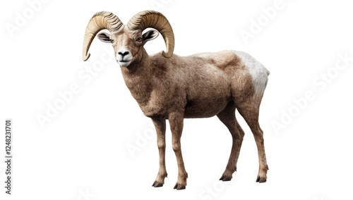 A Majestic Ram Featuring Curly Horns in a Natural and Beautiful Pose in Natures Splendor