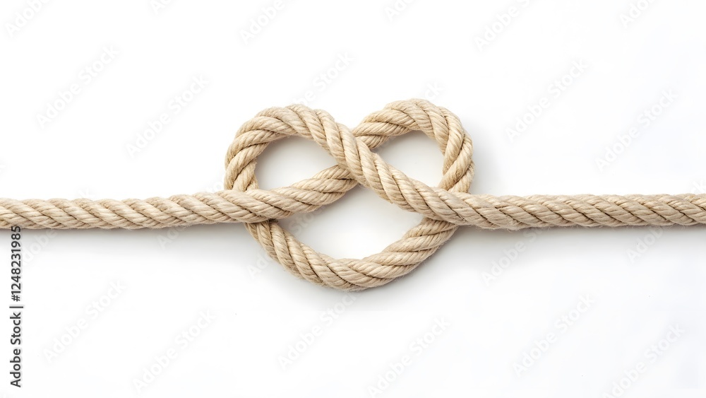 Simple Beige Rope Heart Knot Elegant, Natural, and Crisp Design V4 Simple Beige Rope Heart Knot Elegant, Natural, and Crisp Design V4