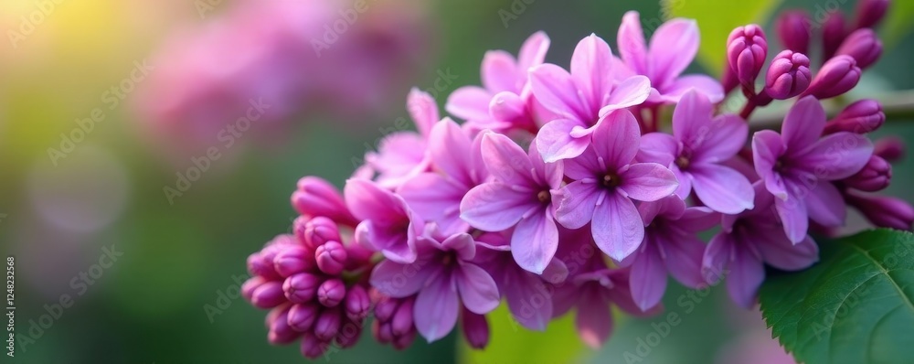 Close-up vibrant purple lilac blossoms, soft focus background, detail, bush Close-up vibrant purple lilac blossoms, soft focus background, detail, bush