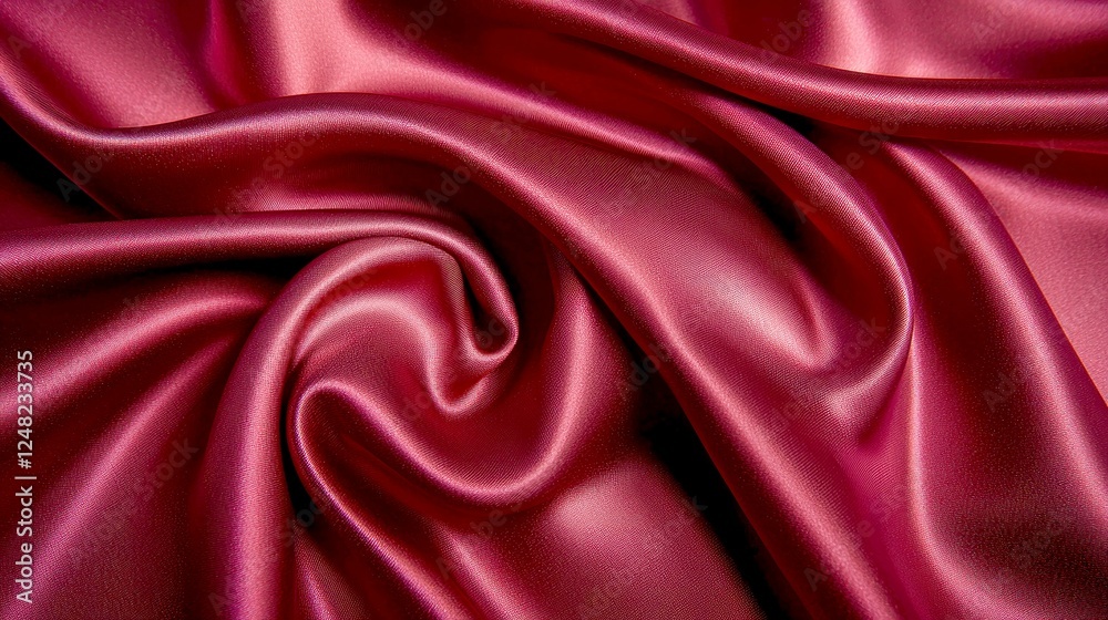 Fototapeta premium Luxurious Red Satin Fabric Texture: Elegant Drape and Smooth Surface. A Rich, Deep Red Background for Design Projects.