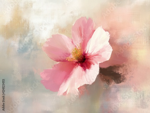 A delicately painted single bloom in an impressionist style, using soft brushstrokes and pastel colors.