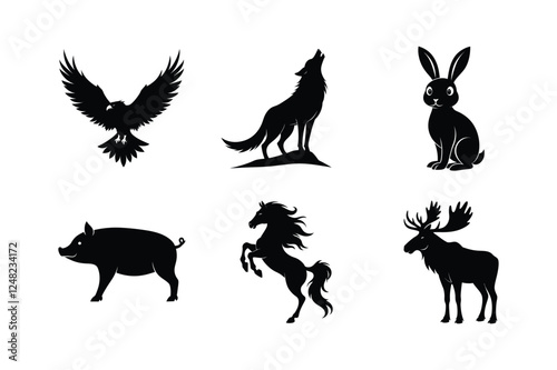 Animals  silhouette vector bundle