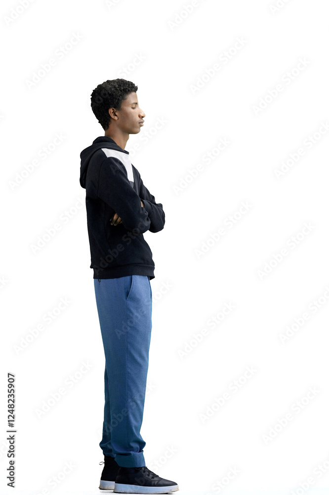 A man, full-length, on a white background, crossed his arms A man, full-length, on a white background, crossed his arms