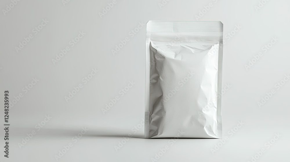White Packaging Bag on Light Background for Product Display Use White Packaging Bag on Light Background for Product Display Use