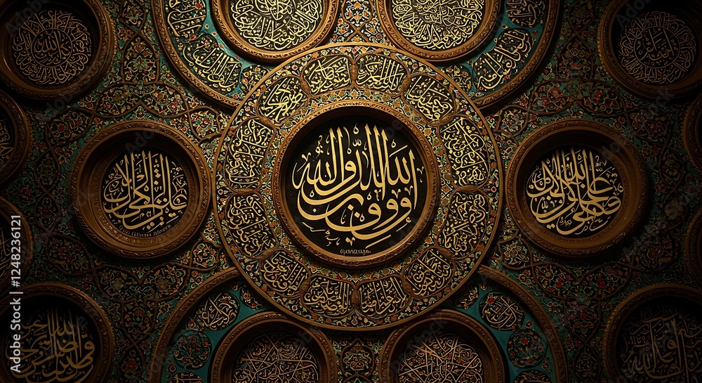 Obraz premium Islamic Calligraphy Ceiling Art Gold Design