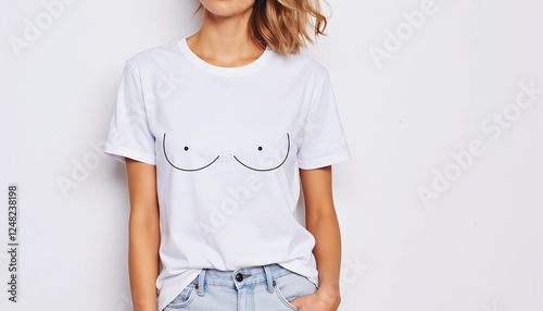 Woman in white shirt, Breast Augmentation Surgery – Medical and Aesthetic Design Themes