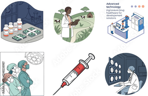 Senegal Hospital Doctors Bundle Medicine: A Modern Healthcare Collection Illustrations