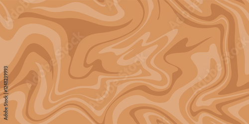 Beige brown marble acrylic swirl seamless pattern. Coffee latte, caramel, ice cream, peanut butter texture. 1970s trippy psychedelic waves print background.