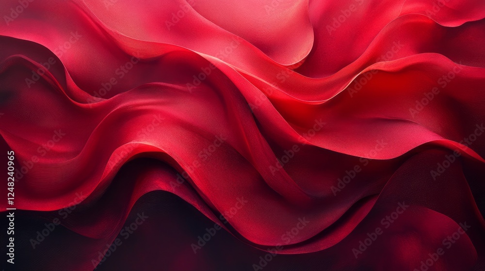 Fototapeta premium Elegant waves of deep red fabric create a rich gradient background that captivates and enchants the viewer's eye