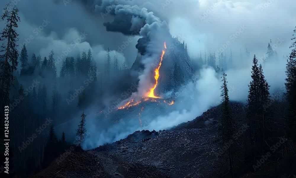 a timelapse of a vulcano erruption