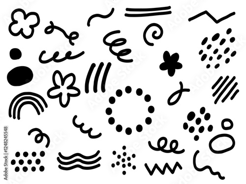 Monochrome doodle design material. Simple and stylish hand-drawn illustration.