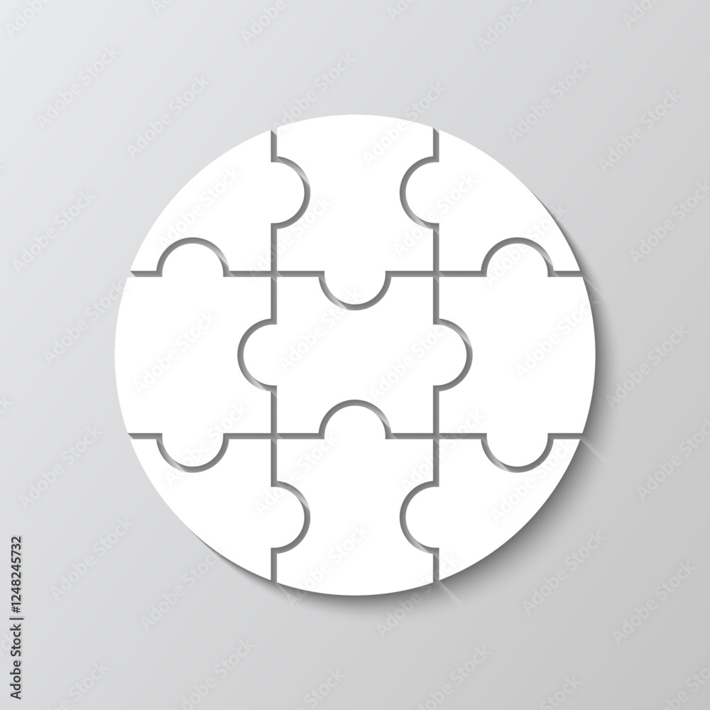 Puzzle pieces circle. Cutting templates. Scheme for thinking game. Outline jigsaw grids collection. Mosaic background with separate details. Cutting template. Vector illustration. Puzzle pieces circle. Cutting templates. Scheme for thinking game. Outline jigsaw grids collection. Mosaic background with separate details. Cutting template. Vector illustration.