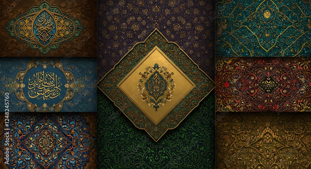Fototapeta premium Elegant Islamic Gold Floral Patterns Backgrounds