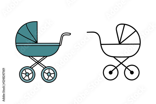 Baby Stroller Clean Minimalist Vector Icon