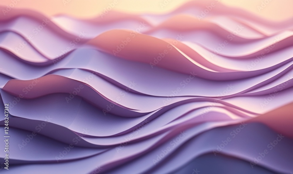Obraz premium Abstract purple waves, sunset background, graphic design, website header