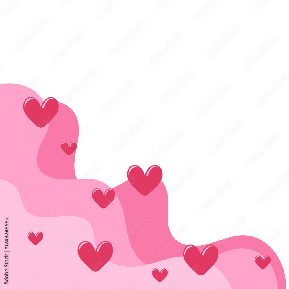 Fototapeta premium Valentine Wavy Border With Heart Decoration