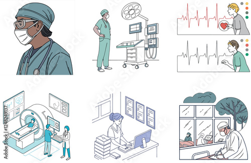 Smiling Women Dentist Bundle: Medical Collection Illustrations