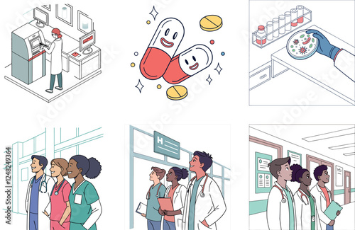 Prescription Pills Bundle: A Medicine Collection Illustrations