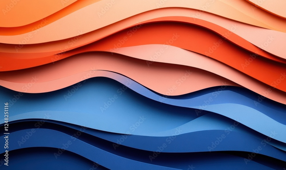Abstract wavy paper design, color gradient, background texture, graphic design element
