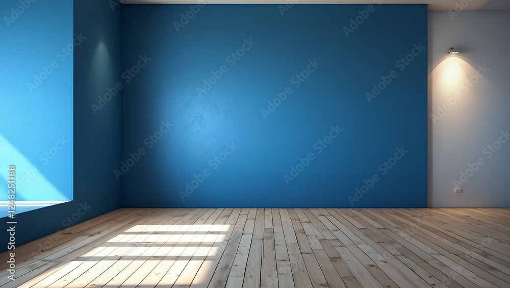 custom made wallpaper toronto digitalDark blue wall in an empty room with a wooden floor