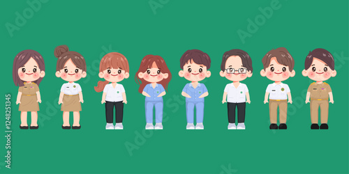 Cute cartoon public health officer is responsible for promoting and protecting the health of the community.