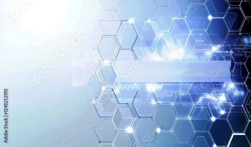 Abstract Technology Background with Hexagonal Patterns and Light Effects for Business and Digital Presentation