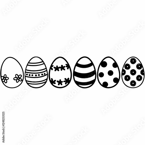 Easter Egg Silhouette Vector, Easter Egg Vector, Hand drawn set of Easter eggs doodle, Easter eggs icons set