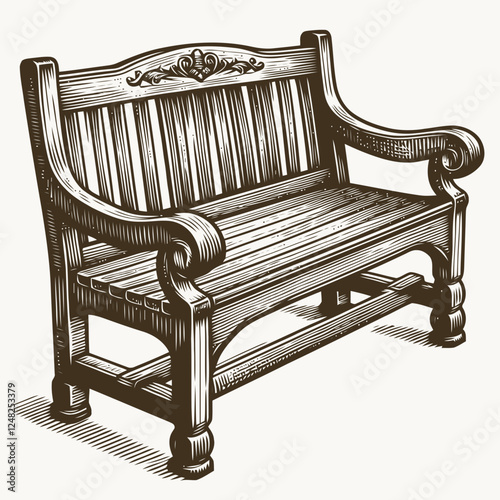 Illustration of Wooden Bench