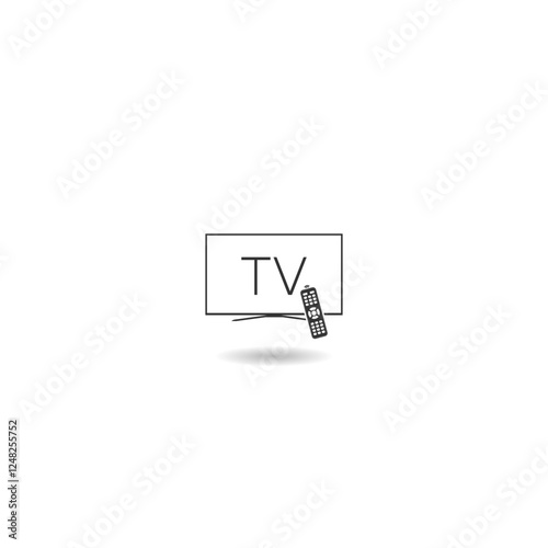 Smart TV with remote control icon with shadow