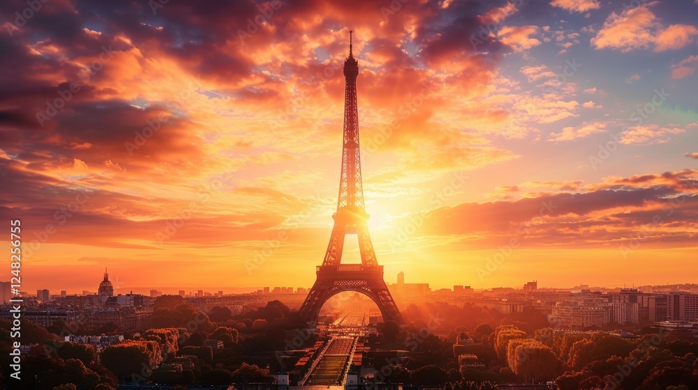 Naklejka premium Eiffel Tower Sunrise in Paris
