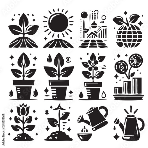 vector set of plant icons