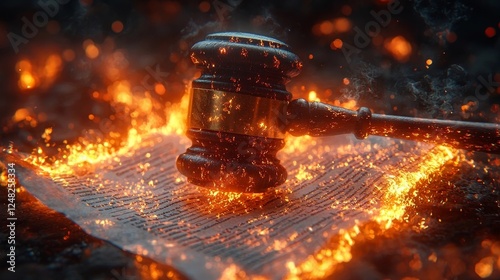 Fiery Gavel Shattering Corporate Contract in Vibrant Legal Authority