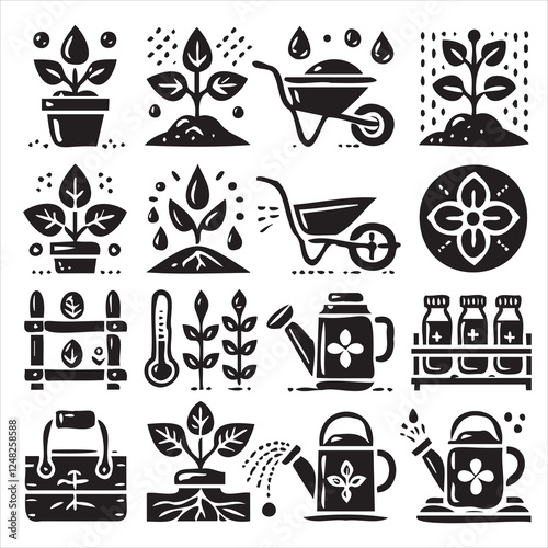 vector set of plant icons