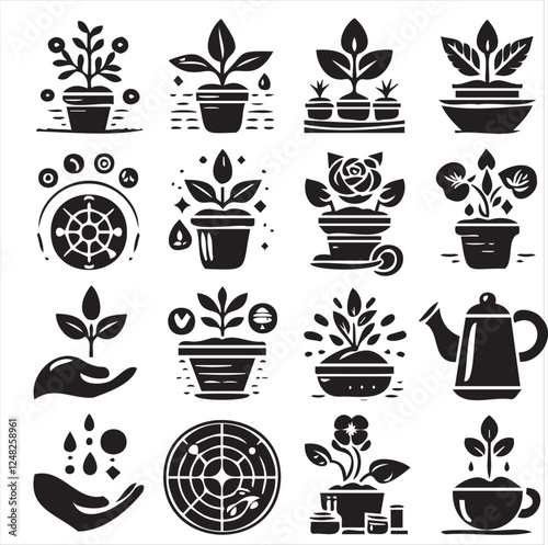 vector set of plant icons