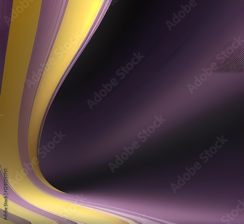 Violet and yellow art of abstract illusion of spiral with geometric shapes of pink and violet lines.Radial motion blur background.Long time exposure.Concept of cyber highway,hyperspace.generative ai