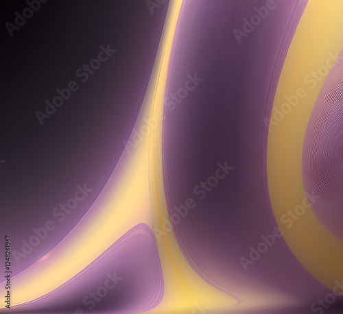 Violet and yellow art of abstract illusion of spiral with geometric shapes of pink and violet lines.Radial motion blur background.Long time exposure.Concept of cyber highway,hyperspace.generative ai