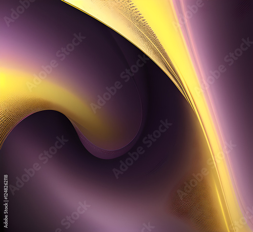 Violet and yellow art of abstract illusion of spiral with geometric shapes of pink and violet lines.Radial motion blur background.Long time exposure.Concept of cyber highway,hyperspace.generative ai