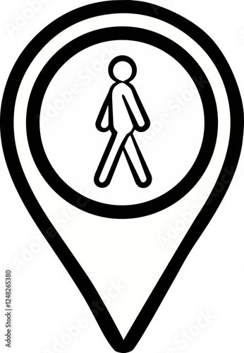 Vector icon of pedestrian zones points on white background for location on maps