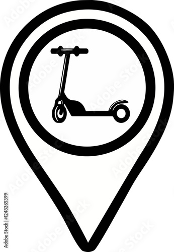 Vector icon on whte background  of scooter rental points and scooter zones for identifying locations on maps