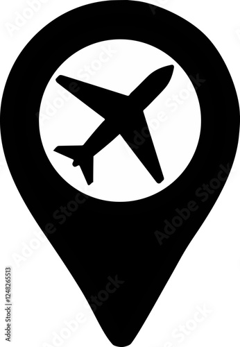 vector airport pin on black background for location on maps