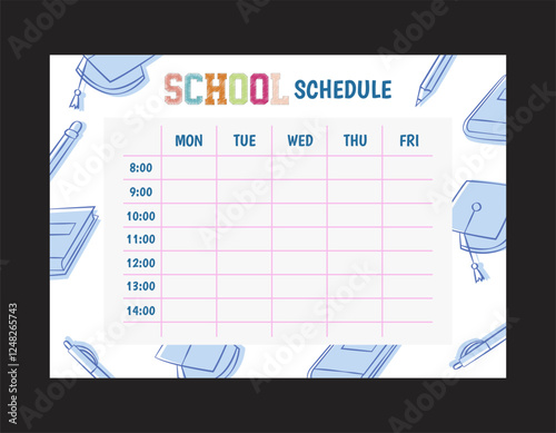 School weekly schedule vector design template