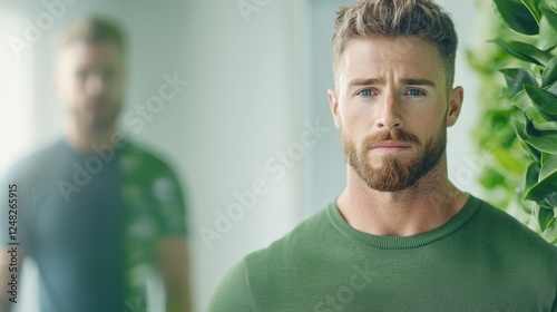 A compassionate therapist attentively listening to a client expressing their concerns, offering a supportive and empathetic presence in a calming office setting. photo