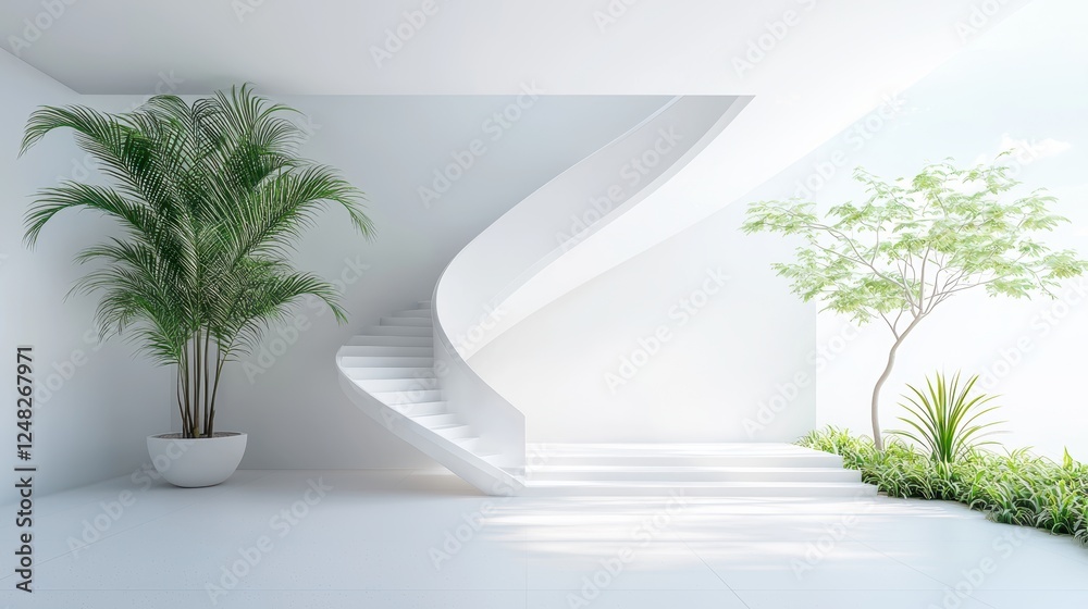 An interior shot of a futuristic home with minimalist design, smart home technology, and energy efficient features, illustrating a vision for comfortable and sustainable living. An interior shot of a futuristic home with minimalist design, smart home technology, and energy efficient features, illustrating a vision for comfortable and sustainable living.