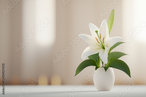 Wallpaper Mural Easter Concepts. Elegant white lily in a minimalist vase on a soft background. Torontodigital.ca