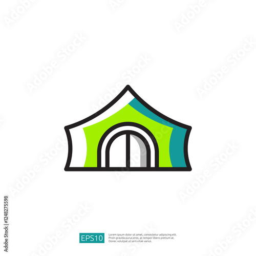 Colorful Tent with Stylish Design at Outdoor Event Functioning Area of Gathering Location with Scenic View of Nature and Open Space Featuring Beautiful Decorative